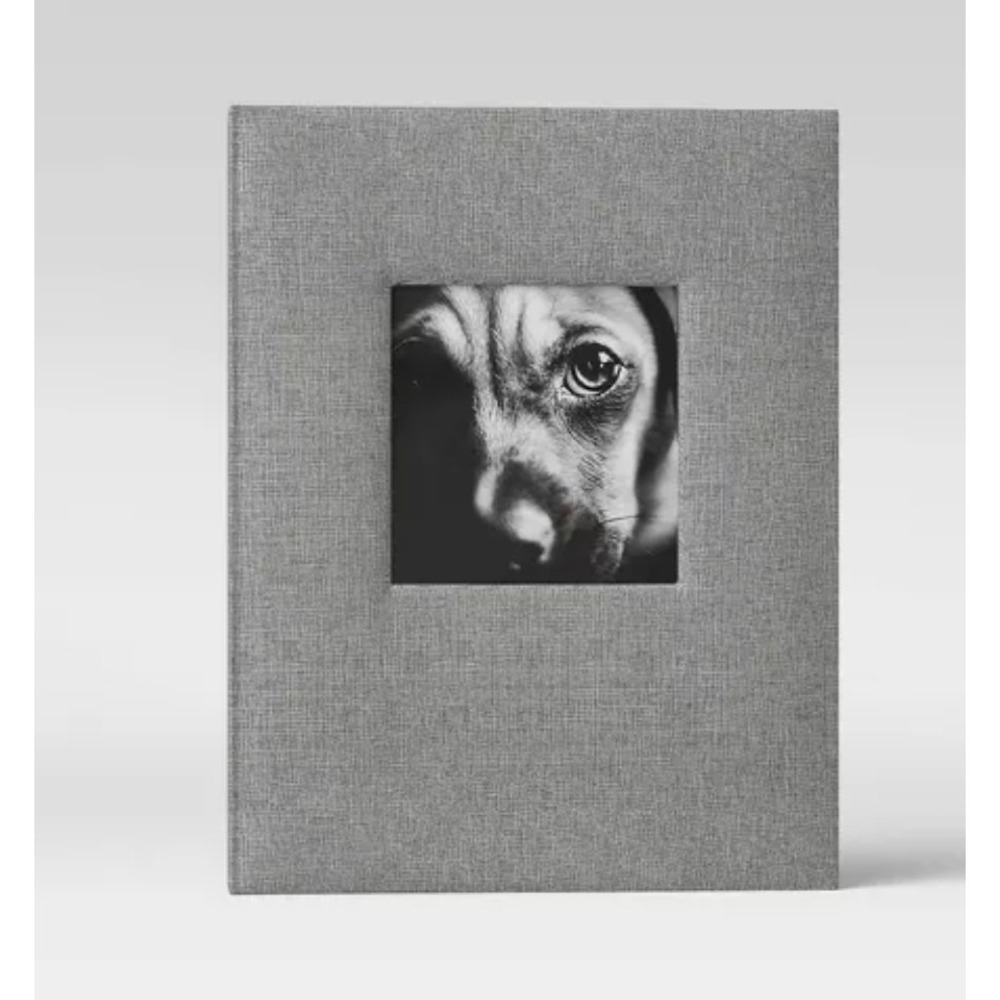 Threshold Gray Fabric Photo Album 7x9 Frame Front 72 Pages 044021263969 S5
